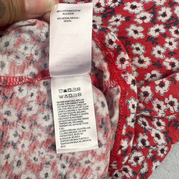 Lucky Brand Tee T Shirt Womens XXL Red Floral Short Sleeve Plus Casual - Picture 7 of 7